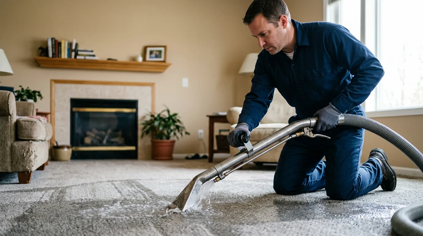 Water damage restoration technician working near Glenwood, IN